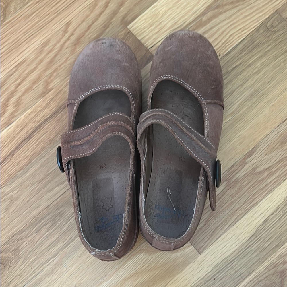 Dansko Brown Mules Comfortable Clogs - Velcro strap rubber sole